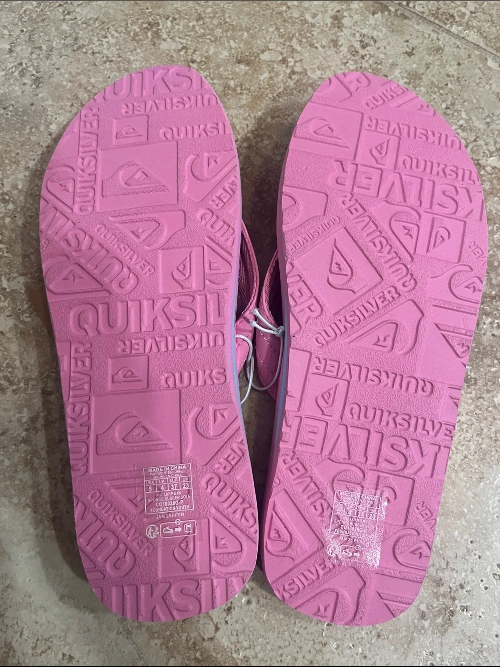 Roxy Quiksilver Kids Pink Flip Flops NWT